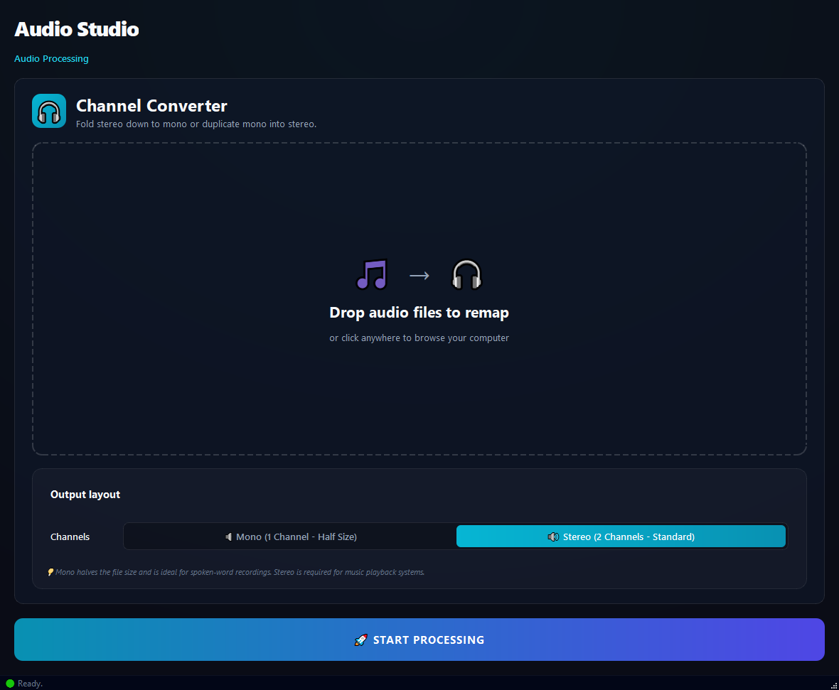 Audio Channel Converter running in BulkPro on Windows