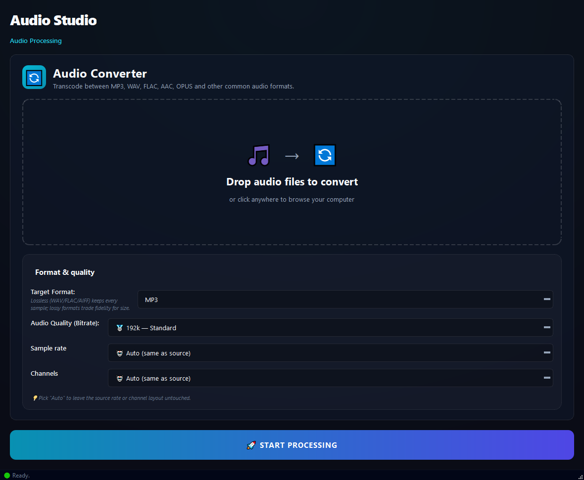 Audio Converter running in BulkPro on Windows