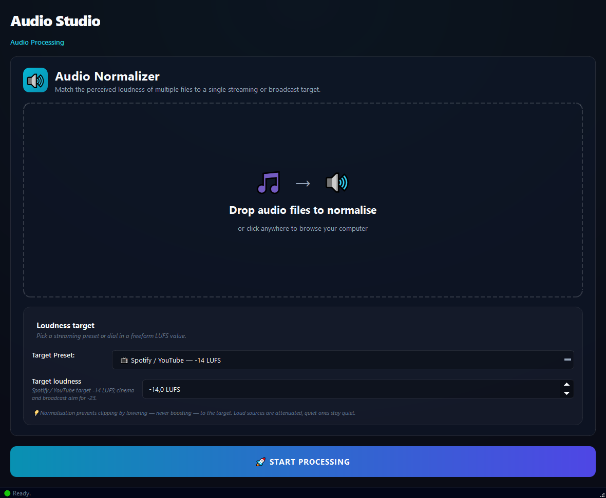 Audio Normalization running in BulkPro on Windows