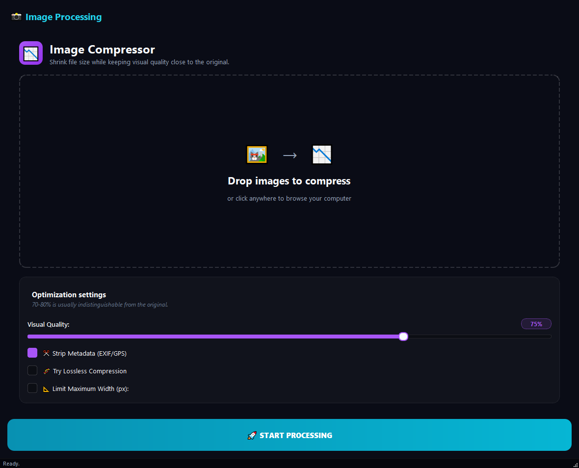 Image Compressor running in BulkPro on Windows