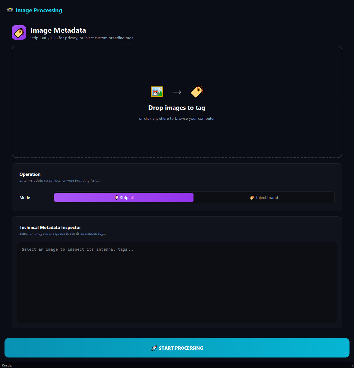 Image Metadata Tool running in BulkPro on Windows